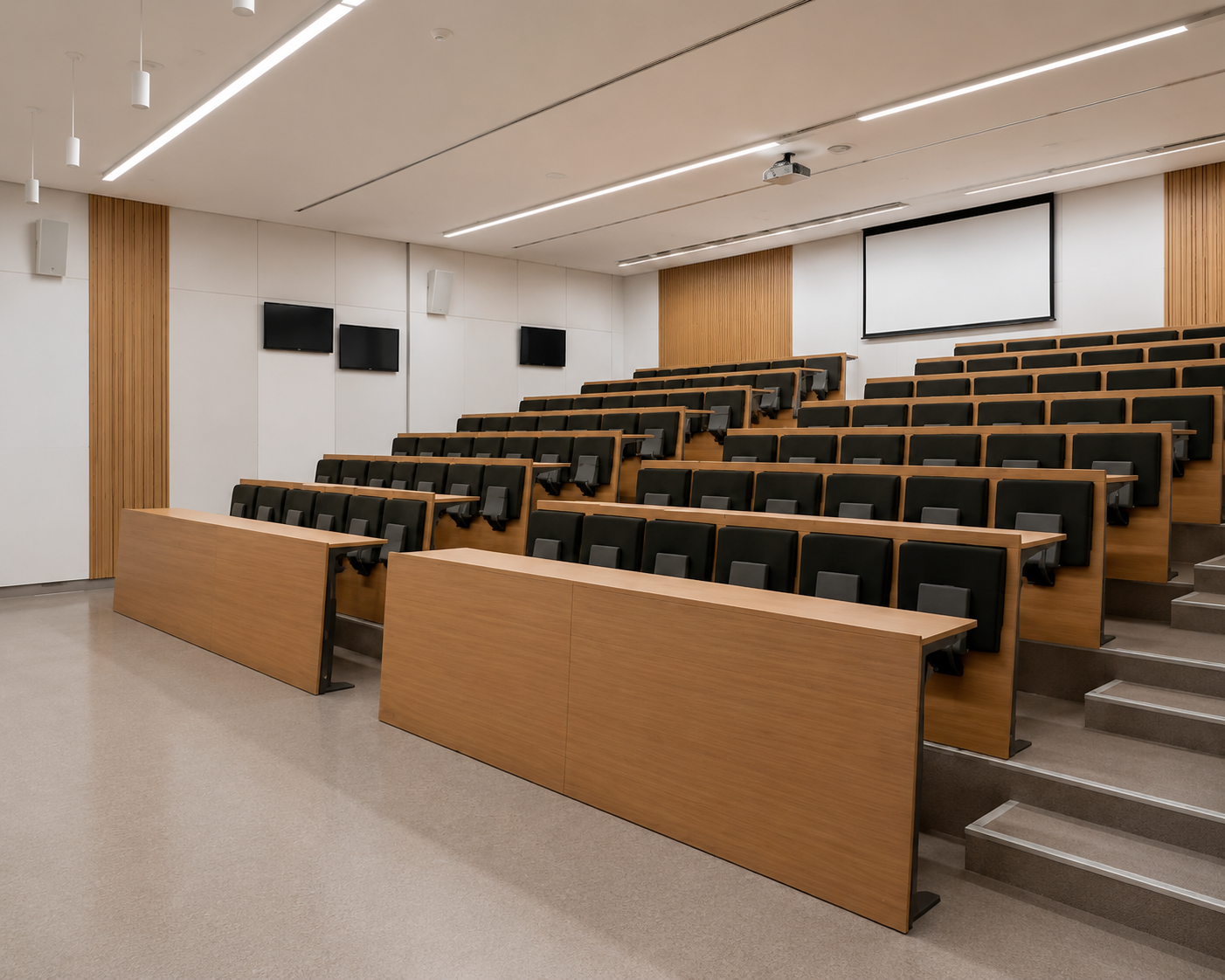 Digital/Smart Row Desk with Monitor Arm — Lecture Hall Furniture, Zumax